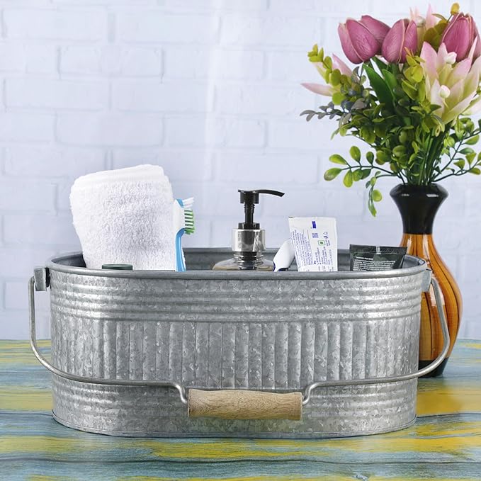 Alpha Living Home Farmhouse Utensils Caddy, Antique Gray, 18.5 x 14.5 x 3 in