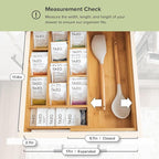 KitchenEdge Tea Bag and Coffee Pod Kitchen Drawer Organizer, Expandable 9.7 to 17 Inches, 10 Accessory Compartments with Adjustable Wall Inserts, Non-Slip Rubber Feet, 100% Sustainable Bamboo Wood