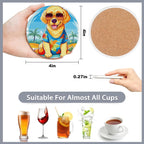 Drink Coasters Set of 6 with Holder,Cute Dachshund Husky Dog Absorbent Ceramic Coasters with Cork Base,Fit All Cups,Tabletop Protection Mat for Mugs and Cups,Office,Kitchen