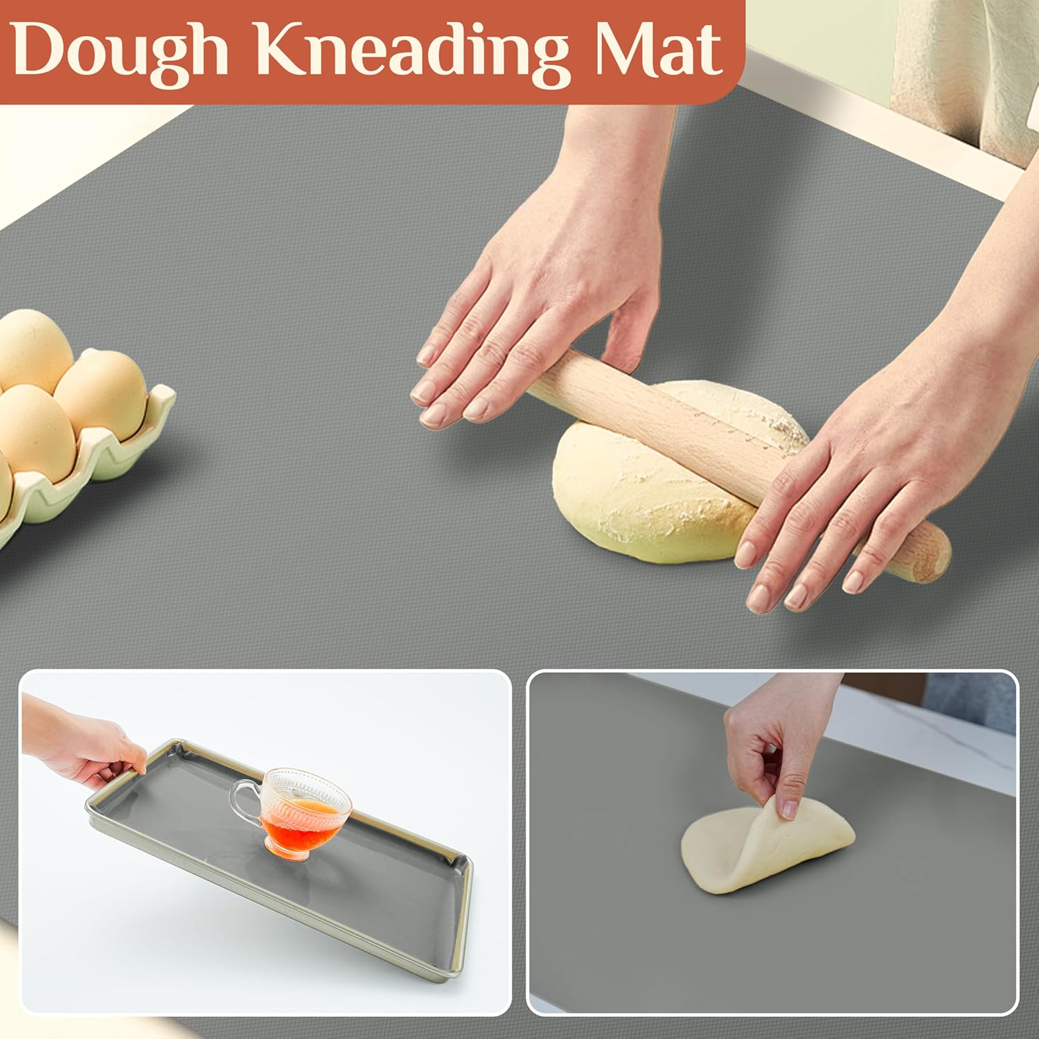 Silicone Baking Mat, 16 IN x 10 FT Free Cutting Baking Sheet, Non-Stick Reusable Dough & Pastry Mat, Non-Slip Silicone Mat Roll for Air Fryer Liner, Freeze Dryer, Oven Baking Pan, Kitchen Counter