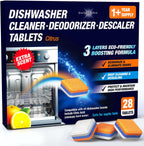 Dishwasher Cleaner Deodorizer Descaler Tablets - 28 Tabs - 1 Plus Year Supply - Extra Scented Deep Cleaning Sanitizer Pods - Remove Hard Water - Contain Citric Acid Heavy Duty Septic Safe - Citrus