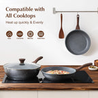 SENSARTE 12.5 Inch Nonstick Frying Pan Skillet, Swiss Granite Coating Omelette Pan, Healthy Stone Cookware, PFOA Free