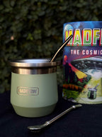 MADFLOW Yerba Mate Cup. Stainless Steel Mate Cup with 2 Bombillas. Double Wall Vacuum Insulated Yerba Mate Gourd. Unique Gourd And Bombilla Set