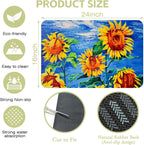 Kitchen Mat Oil Painting Sunflowers Dish Drying Mat 16"x24" Bsorbent Coffee Maker Mat for Sink Dishes or Under Rack Kitchen Counter Accessories Absorbent Hide Stain Rubber Backed Dish Drying Pad