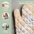 Maison d' Hermine Oven Gloves 100% Cotton Oven Mitt 7" x 13" with Loop Heat Resistant, BBQ, Cooking Gloves, Baking, Grilling, Kitchen, Handling Hot Pans (Pack of 1, Pretty Autumn)