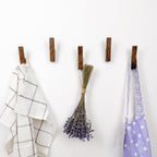 Wall Hooks - Set of 4 - Dark Walnut or Light Ash Wood Coat Hooks for Hanging Hat, Purse, Backpack, Bag, Jacket. Modern Farmhouse Decor for Wall and Practical Entryway Hooks (Walnut Wood)