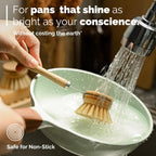 Jungle Culture 4 Piece Bamboo Dish Brush Set for Washing Up • Long Lasting Wooden Dish Brush with 3 Replacement Heads & Loofah Sponge Scourer • Eco Friendly Wooden Scrub Brush for Pots, Pans & Dishes