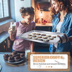 Stainless Steel Baking Sheet Set of 2, Deedro Cookie Sheet Metal Baking Pan Oven Tray, Non Toxic & Heavy Duty, Rust Free & Mirror Finish, Easy Clean & Dishwasher Safe, 17.3 x 12.3 x 1 Inch