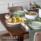 over&back Stackable Stoneware Serving Platter - Elegant 1-Piece Oval Serving Platter to Complete Your Kitchen Set - Perfect for Appetizers, Desserts, and More - 16" L x 11" W - Semi-Matte White