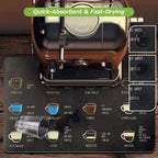 Matace Designer Coffee Bar Mat, Small 12 x 19 Inches, Rubber Backing, Absorbent Coffee Maker Mats for Dish Drying, Kitchen Countertop, Heat Resistant, Coffee Flavor Menu, Black