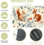 Dish Drying Mat Squirrel in the Flowers Kitchen Mat 16"x24" Bsorbent Coffee Maker Mat for Dishes,Utensils Coffee Maker Pots and Pans Easy Clean Dish Slip Resistant Pad