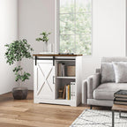 HOMCOM Farmhouse Coffee Bar Cabinet, 33" Buffet Sideboard with Sliding Barn Door and Adjustable Shelf, Kitchen Buffet Cabinet, White