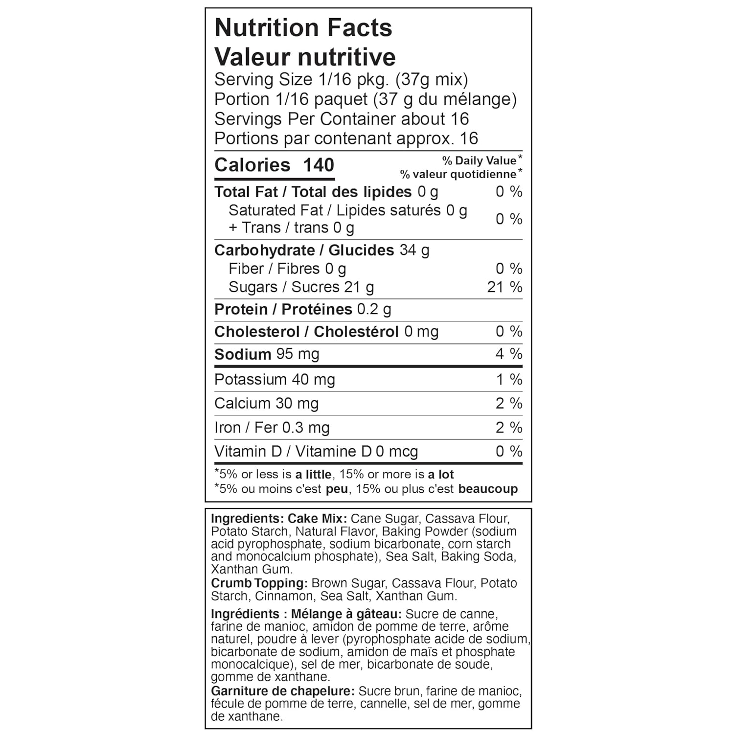 XO Baking Co. Gluten Free Coffee Cake Gourmet Baking Mix with Crumb Topping; Non-GMO; Kosher; Rice Free; Soy Free; Dairy Free; Peanut Free; No Preservatives; No Artificial Flavors or Colors, 21oz