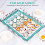 446ºF Heat Resistant Macaron Mat: U-Taste 14.17x9.44in Non Stick Silicone Baking Mat, Reusable Cookies Pastry Sheet Liner with Edge Enhancement & Circle Measurement for Cake Pan (Aqua Sky)