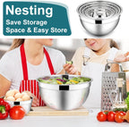 E-far Mixing Bowls with Lids, 12-Piece Stainless Steel Salad Bowls Metal Nesting Bowls for Baking Cooking and Prepping, Airtight Lids & Stackable Design, Size 7, 4.5, 3, 1.5, 1.2, 0.7 QT (Blue)