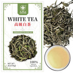 TIAN HU SHAN Premium White Tea Loose Leaf, Original Bai Mu Dan with a Light & Fresh Delicate Flavor, Low Caffeine, Hot & Cold Brew 4 Ounce (Pack of 1)