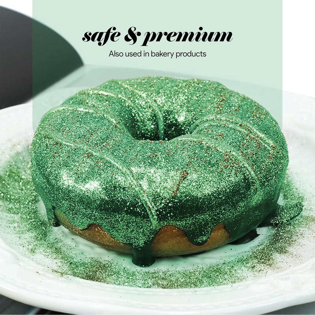 BeePoint Green Edible Luster Dust 15g - Food Grade, Vibrant Color Shimmer Powdered Dust for Drinks, Cocktails, Cake Decorating, Baking, Chocolates, Candy, Sweets, & Cookies - Vegan & Gluten Free