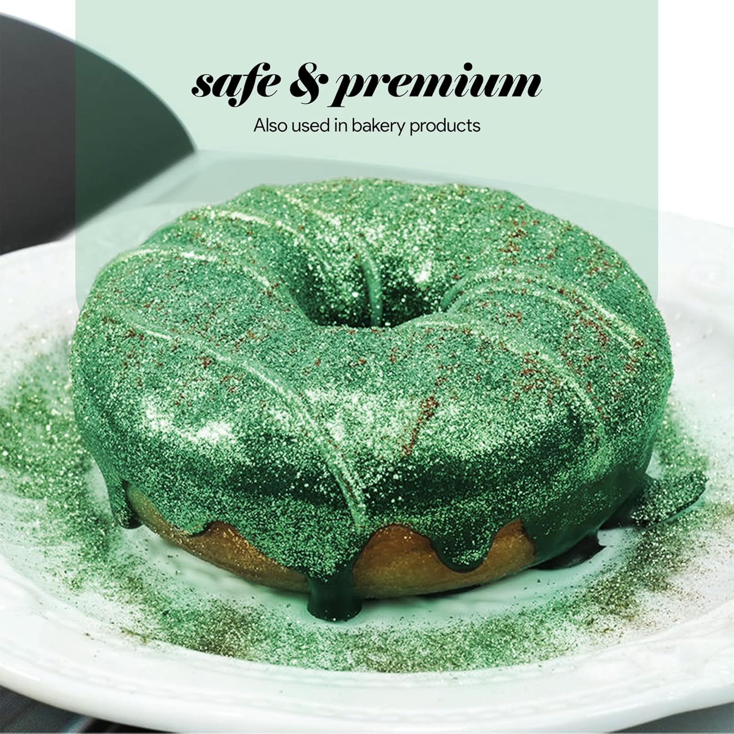 BeePoint Green Edible Luster Dust 15g - Food Grade, Vibrant Color Shimmer Powdered Dust for Drinks, Cocktails, Cake Decorating, Baking, Chocolates, Candy, Sweets, & Cookies - Vegan & Gluten Free