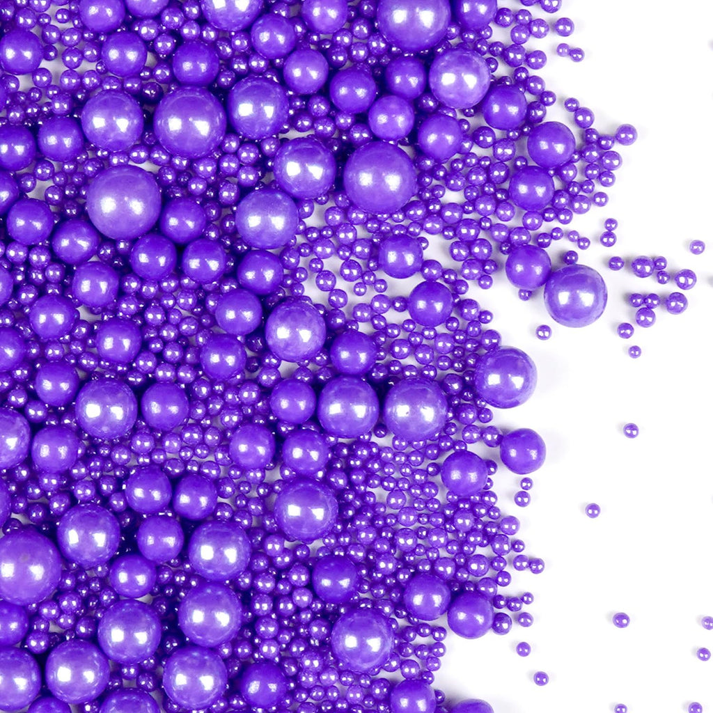 Purple Pearl Sprinkles for Cake Decorating, Edible Pearl Candy, 150g/5.29oz Mix Size, Baking Cake Decoration, Cupcake, Cookie, Holiday, Valentine's Day, Wedding Party, Christmas Supplies