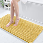 Arotive Luxury Chenille Bathroom Rug Mat, Extra Soft Thick Absorbent Shaggy Bath Rugs, Non-Slip Machine Wash Dry, Plush Bath Mats for Bathroom, Shower and Tub, 47x17, Yellow