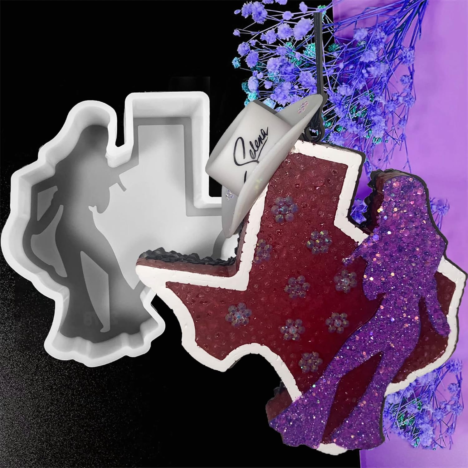 Texas Dancing Singer Shape Car Freshies Mold, Silicone Freshie Resin State Mould for Aroma Beads - Candle - Soap Mold - Scented Pendant Mold