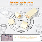 U-Taste Liquid Silicone Pastry Mat: 16"x20" Food-Grade Non-Stick Dough Rolling Baking Sheet, Non Slip for Kneading Prep Pizza, Fondant, Pie Crust with Clear Measurement and Raised Edges (Transparent)