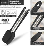 Silicone Spatula Set - 4-Piece Rubber Spatulas Silicone Heat Resistant 600°F for Everyday Task - Seamless Design Kitchen Spatulas for Nonstick Cookware - Black