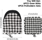 Oven Mitts and Pot Holders Set, Pack of 4, Heat Resistant Silicone Kitchen Mini Oven Mittens for 500 Degrees, Mini Oven Gloves and Hot Pads for Baking Grilling Barbecue Microwave Machine Washable