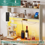 YITAHOME Bakers Rack Cabinet, Microwave Stand with Power Outlet & RGB LED Lights, Farmhouse Coffee Bar Station with Storage, 5-Tier Kitchen Pantry Hutch for Dining Living Room,White Walnut Grain