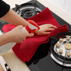 Homaxy 100% Cotton Waffle Weave Kitchen Dish Towels, Ultra Soft Absorbent Quick Drying Cleaning Towel, 13 x 28 Inches, 12-Pack, Red