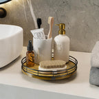 Lazy Susan Turntable Organizer for Table Top, 10’’ Round Wooden Lazy Susan for Cabinet Kitchen Countertop Pantry Dining Coffee Table for Condiments Spices, Rustic Bathroom Vanity Tray for Soap Candle