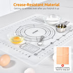 U-Taste Liquid Silicone Pastry Mat: 16"x20" Food-Grade Non-Stick Dough Rolling Baking Sheet, Non Slip for Kneading Prep Pizza, Fondant, Pie Crust with Clear Measurement and Raised Edges (Transparent)