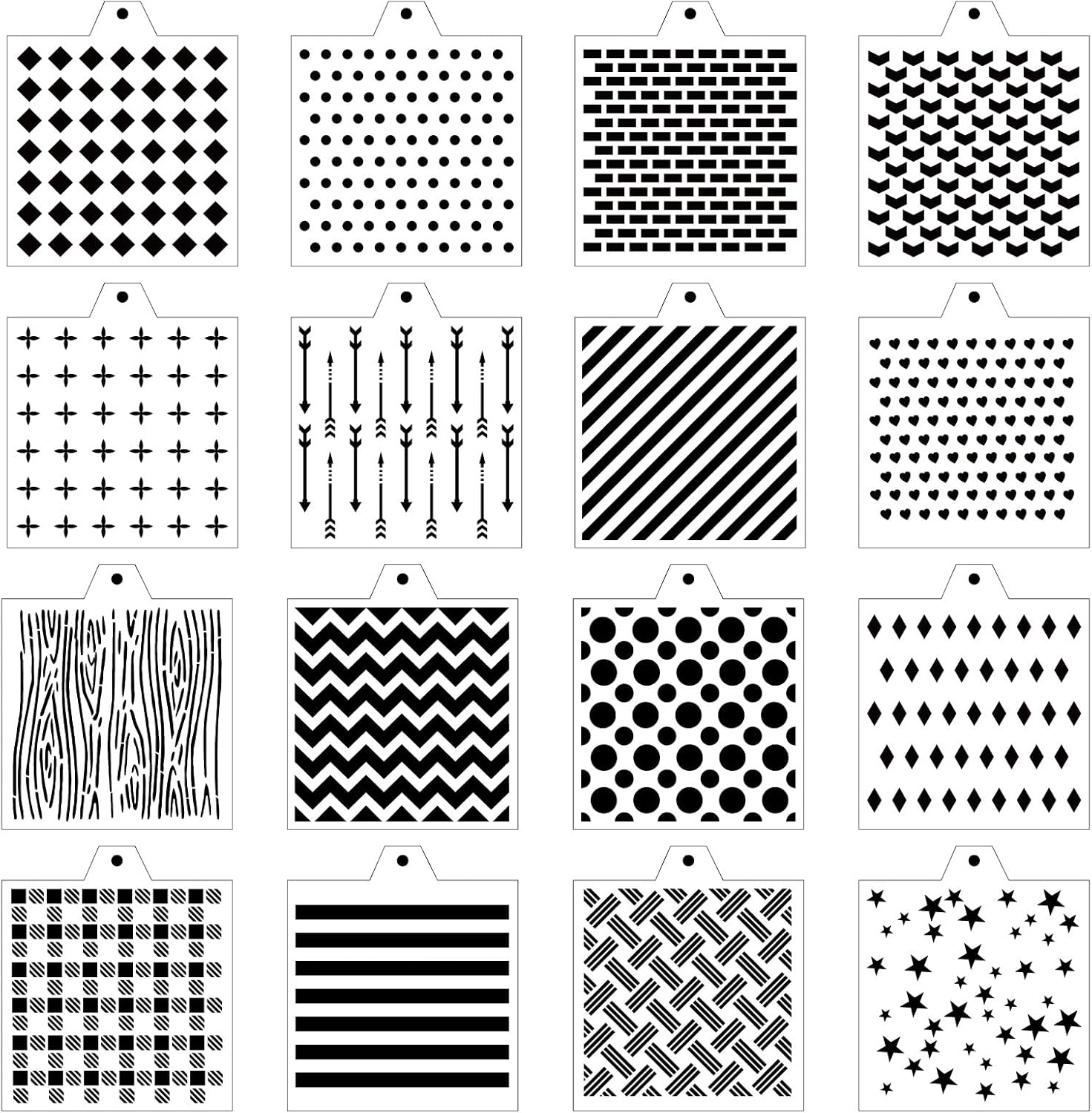 Stencil Genie 16 Pcs 5.5x5.5in Baking Stencils for Royal Icing, Airbrush, Sugar & Craft Painting