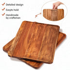 Roowest 5 Pack Solid Acacia Wood Serving Trays for Laser Engraving Rectangular Wooden Board for Food Appetizer Serving Tray Plates for Vegetables Fruit Cheese Housewarming Gifts(14 x 10 Inch)
