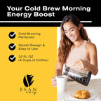 Bean Envy Cold Brew Coffee Maker - 32 oz Glass Coffee Cold Brew Maker and Pitcher w/Silicone Cap & Base