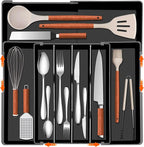 Expandable Large Silverware Organizer - BPA-Free Food-Safe Utensil Drawer Organizer Adjustable Kitchen Drawer Organizer Flatware Cutlery Tray, Classified Storage for Spoons Forks Knives