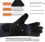 Fireplace Gloves Fire Heat Resistant: Dark-Grey 16IN 932℉ - Fireproof Leather for Fireplace Fire Pit Wood Stove Campfire Furnace BBQ Grill Oven Stick Mig Welding Welder Gear - Birthday Gift XL