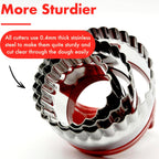 3 Pcs Fluted Round Biscuit Cutters with Handle 3" 3.5" 4", Scalloped Biscuit Cookie Cutter Set, 0.4mm Stainless Steel, 2-Inch Deep Design