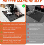 Silicone Coffee Mat, 24 x 16 Inch Non-Slip Heat Resistant, Large and Small Combination Bar Mat, Convex Edge Spill Resistant Design for Coffee Machines and Kitchen Countertops,Wave Pattern Black