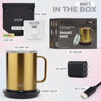 SMLDR Pro Heated Mug, 14 oz Smart Mug, Self-Heating, Adjustable Temperature, Battery Powered, Great for Coffee & Tea, Excellent Gift (Gold)