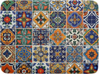 Talavera Mexican Tiles Dish Drying Mat for Kitchen Counter 18x24 Inch Mexican Flower Decorations Dish Draining Mat Mexican Tilt Fast Absorbent Tableware Dishes Pad for Coffee Bar Countertop