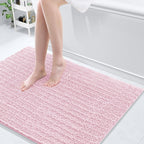 Arotive Luxury Chenille Bathroom Rug Mat, Extra Soft Thick Absorbent Shaggy Bath Rugs, Non-Slip Machine Wash Dry, Plush Bath Mats for Bathroom, Shower and Tub, 40x32, Pink
