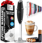 Zulay Kitchen Patented Tornado Triple Whisk Milk Frother with 4 Duracell Batteries – Handheld Foam Maker for Coffee, Lattes, Matcha & Hot Chocolate – Rich, Creamy Froth in Seconds