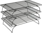 3 Tier Stackable Cooling Rack for Batch Cooling Cookie, Pizza, Cake-15.8”x 10”- Heavy Duty Cooling Racks for Cooking and Baking, Oven and Dishwasher Safe Baking Supplies-Black