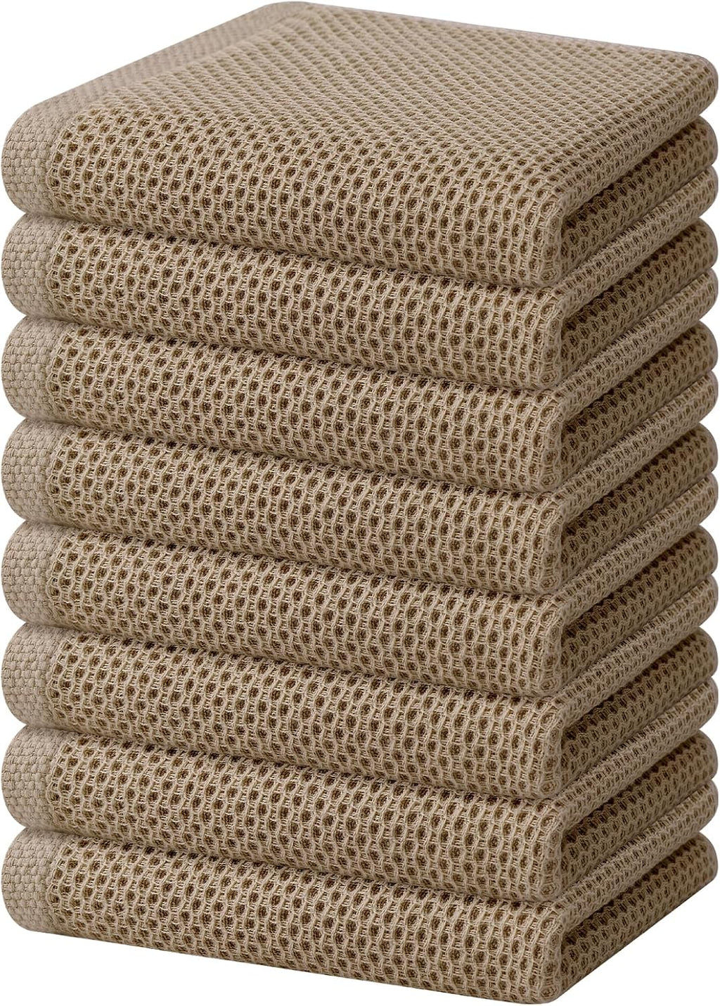 Homaxy 100% Cotton Waffle Weave Kitchen Dish Towels, Ultra Soft Absorbent Quick Drying Cleaning Towel, 13 x 28 Inches, 8-Pack, Tan