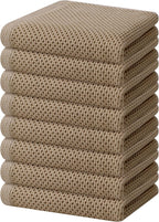 Homaxy 100% Cotton Waffle Weave Kitchen Dish Towels, Ultra Soft Absorbent Quick Drying Cleaning Towel, 13 x 28 Inches, 8-Pack, Tan
