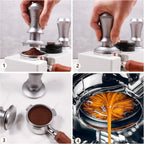 Espresso Tamper, Constant 30lb Coffee Tamper with double Calibrated Spring Loaded, Stainless Steel double spring loaded Coffee Tamper Fits for All Portafilters- Flat Base (51mm, SILVER)