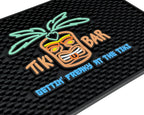 Tiki Bar Mat Warrior Head Mat Gettin Freaky at The Tiki 18x12 in Tiki Decor Hawaiian Decorations, Luau Party Decorations & Hawaiian Party Decorations Bar Mats for Countertop, Tiki Man Luau Decorations