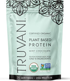 Truvani Vegan Pea Protein Powder | Mint Chocolate | 20g Organic Plant Based Protein | 20 Servings | Keto | Gluten & Dairy Free | Low Carb | No Added Sugar