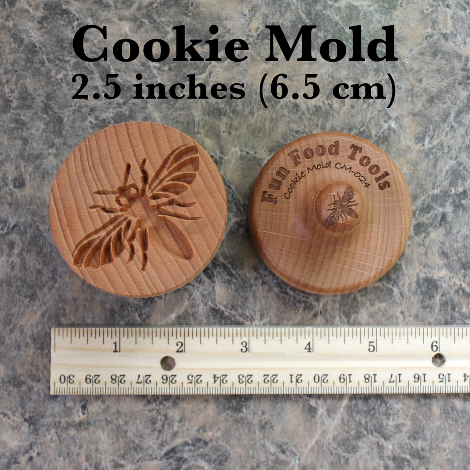 Wood Cookie Stamp, 2.5 Inch (Honeybee CS-024)